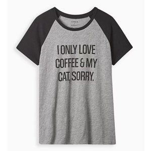 Torrid Classic Fit Raglan Tee - Heritage Slub Love My Cat Heather Grey Size 0x
